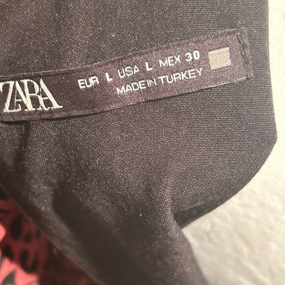 2/30 ZARA Leopard Print Ruched Mini Dress – Burgundy, Size L - Picture 7 of 7